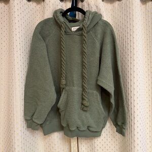 Free People textured Hoodie with Braided Drawstrings